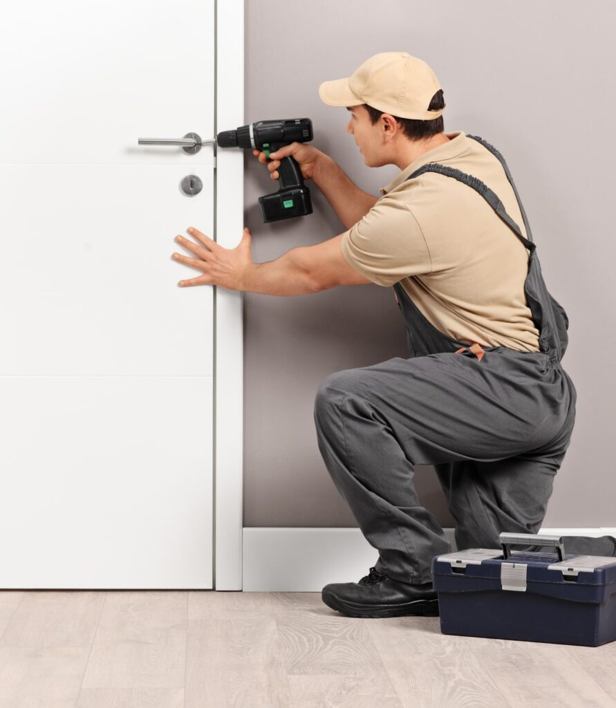 Locksmith unlocking door