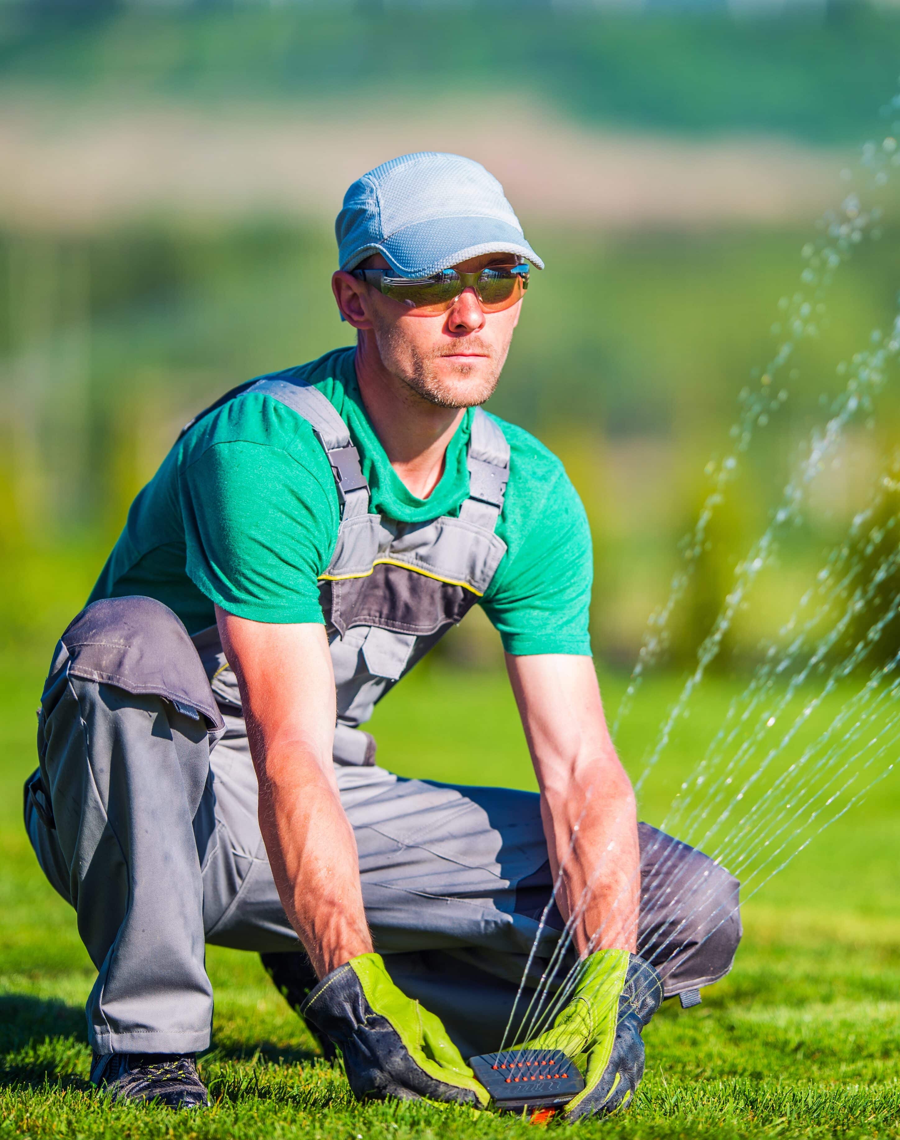 Professional Gardener Testing Automatic Irrigation Systems