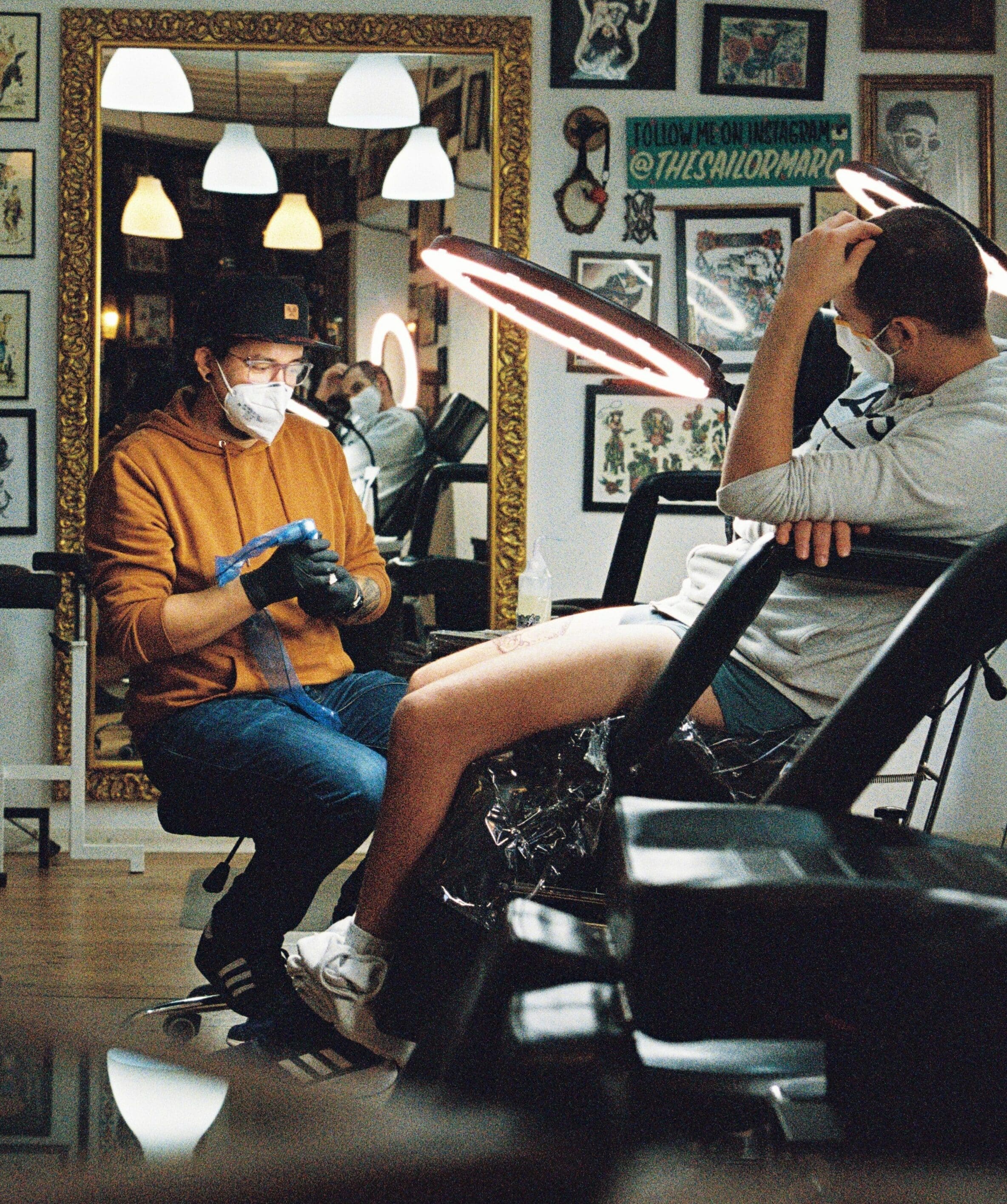 Portrait of a Tattoo Artist working in a studio